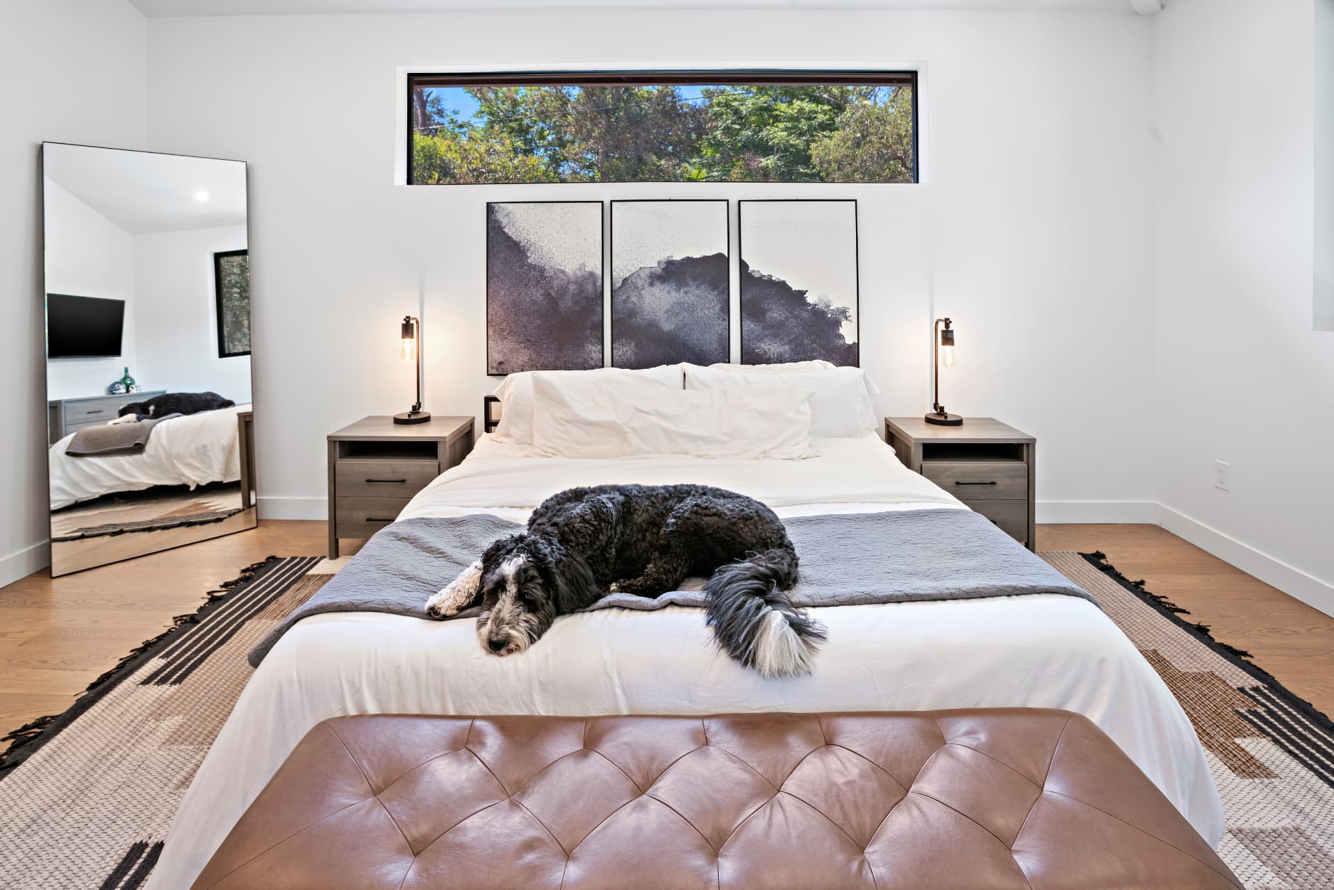 Woodland Hills primary bedroom with picture window and natural light